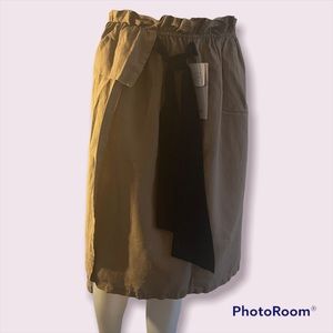 Zara Beige Skirt Paperbag Linen Cotton NWT